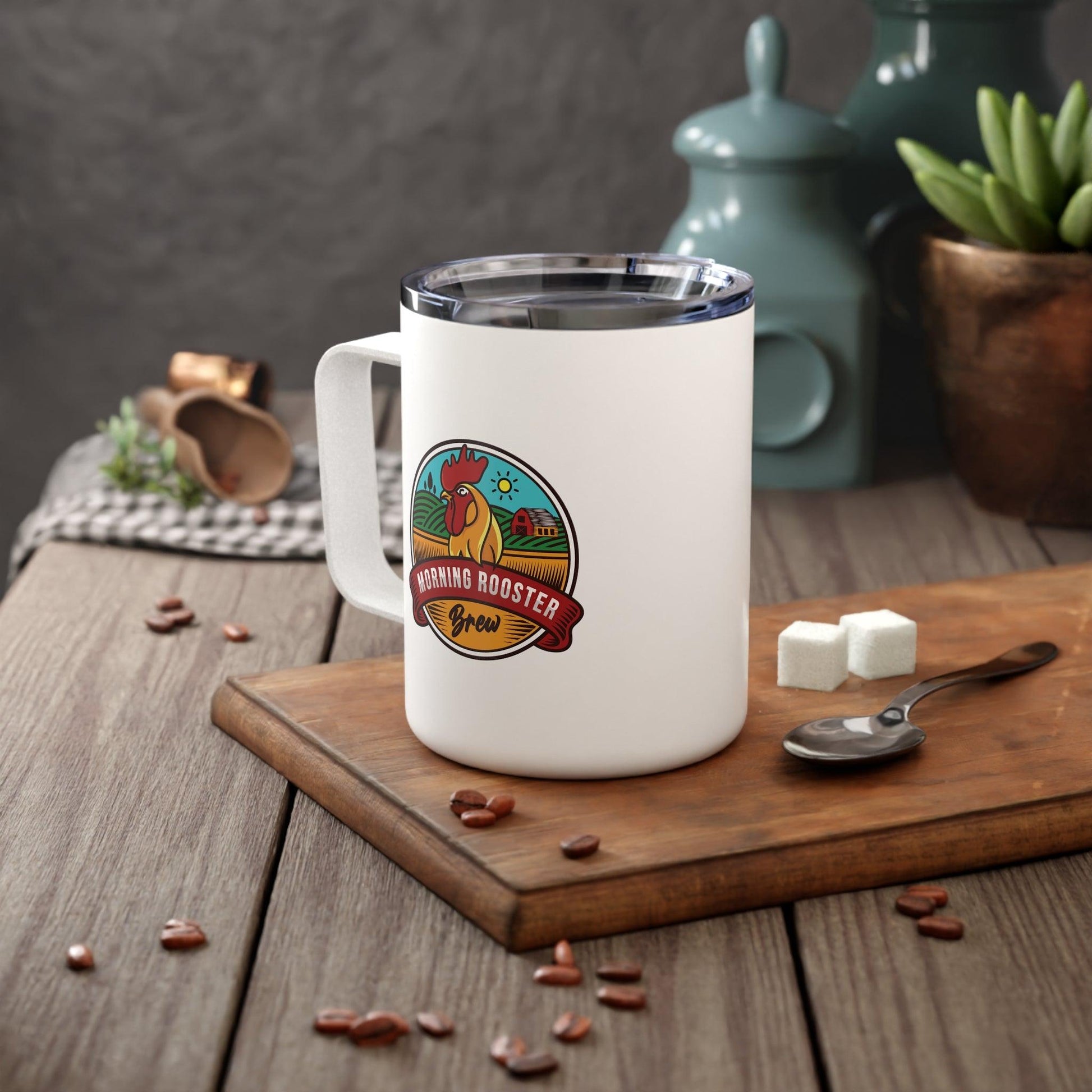 Morning Rooster Mockup Insulated Coffee Mug, 10oz - Morning Rooster Brew™